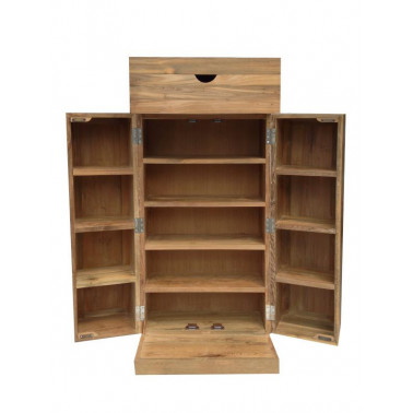 Schijnen Gek muis of rat BYRON | CD & DVD kast met 2 openslaande deuren Kleur oldteak#natural  Materiaal gerecycled oud teak Dimensie 52x120x38