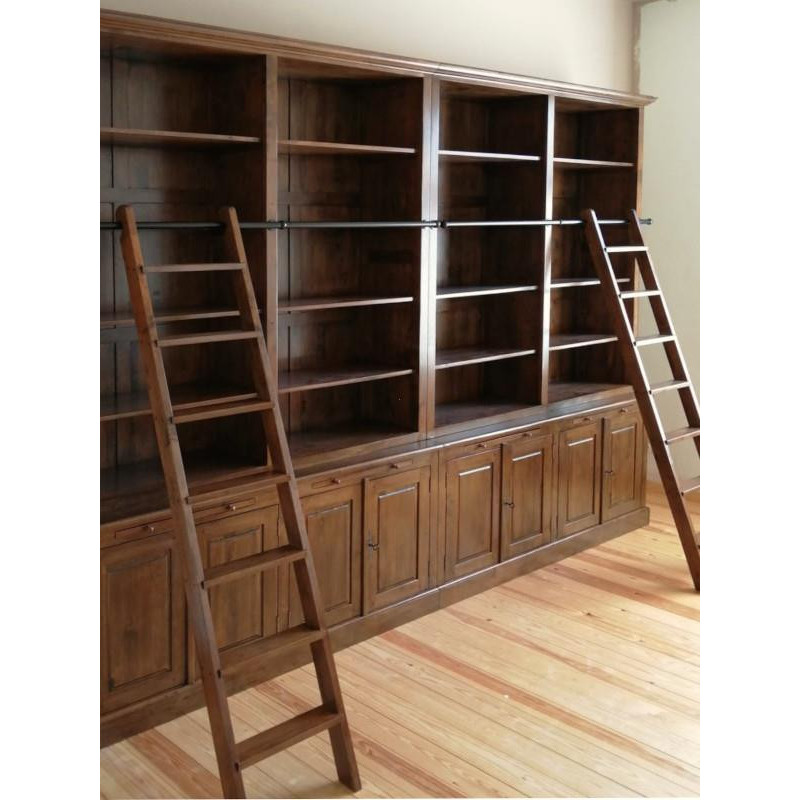 Sets of 2 attached bookshelves with ladder MO9084