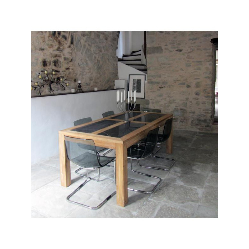Dining table with natural stones top