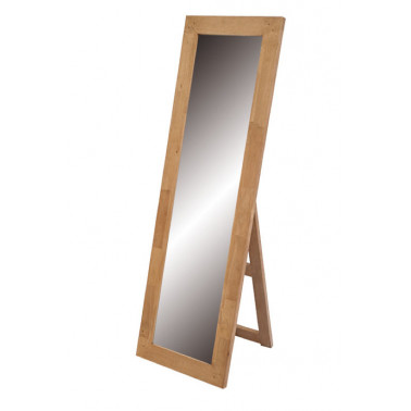 Mirror with wooden frame in rubber wood