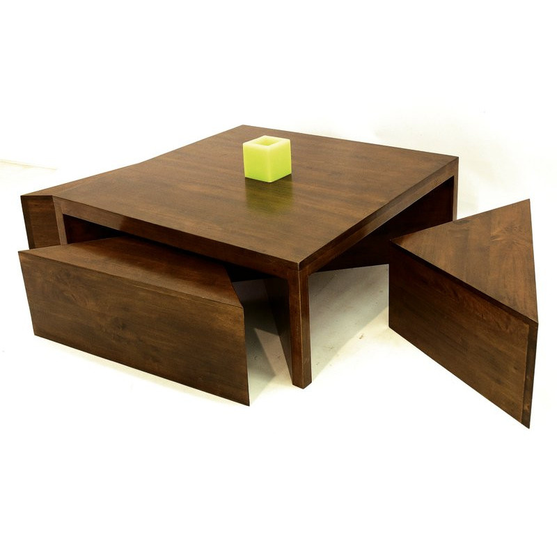 Squared coffee table with set of 4 side tables