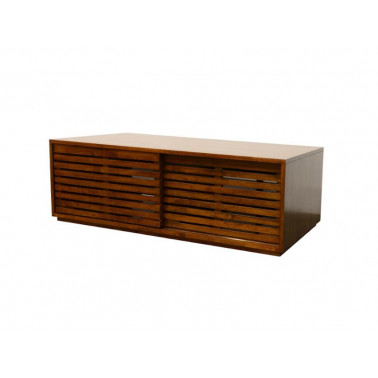 Coffee table with 4 slatted sliding doors