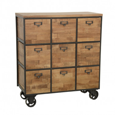 Chest of 9 drawers, on wheels