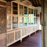 Bespoke office library in reclaimed teak wood