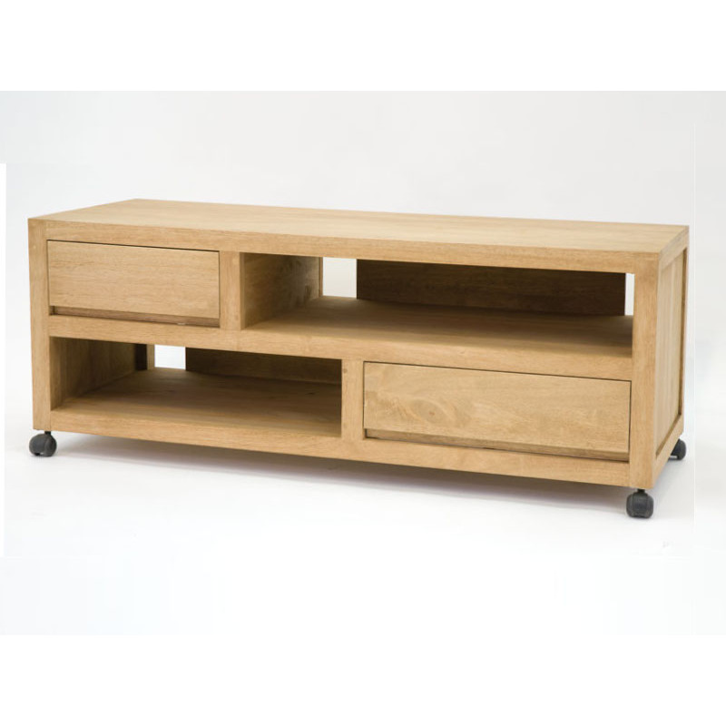 Dor analoog Idioot TV meubel 2 lades, op wieltjes Kleur hevea#naturalHUV Materiaal hevea  Dimensie 120x48x45