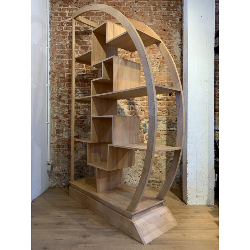 SHANDONG China half moon bookshelf, asymmetric design Color hevea