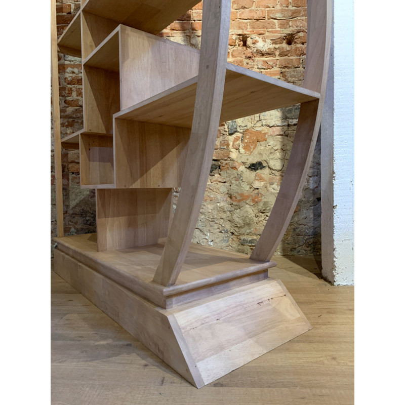 SHANDONG China half moon bookshelf, asymmetric design Color hevea