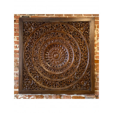 Teak panel, Hand carved