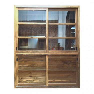 Sliding doors cabinet with drawers