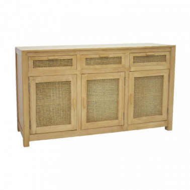 Sideboard 3 drawers 3 doors with rattan | Collection Flores