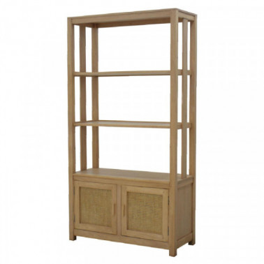 Bookshelf 2 doors with rattan | Collection Flores