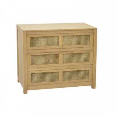 Chest of 3 drawers with rattan | Collection Flores