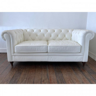 White leather 2 seat sofa CHESTERFIELD (31300)