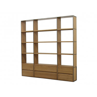 DELPAL II | Bookshelf in hevea wood and steel