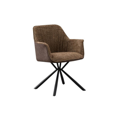 LUCIA | Boucle fabric chair with brown PU back