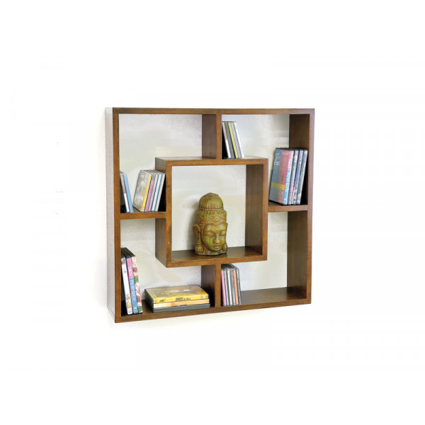 Wall rack, cubic design Color heveabrownCM Material hevea Dimension 68x68x16