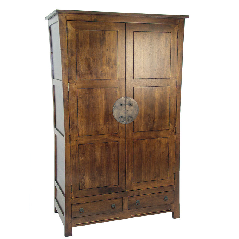 Chinese style wardrobe in solid hevea wood