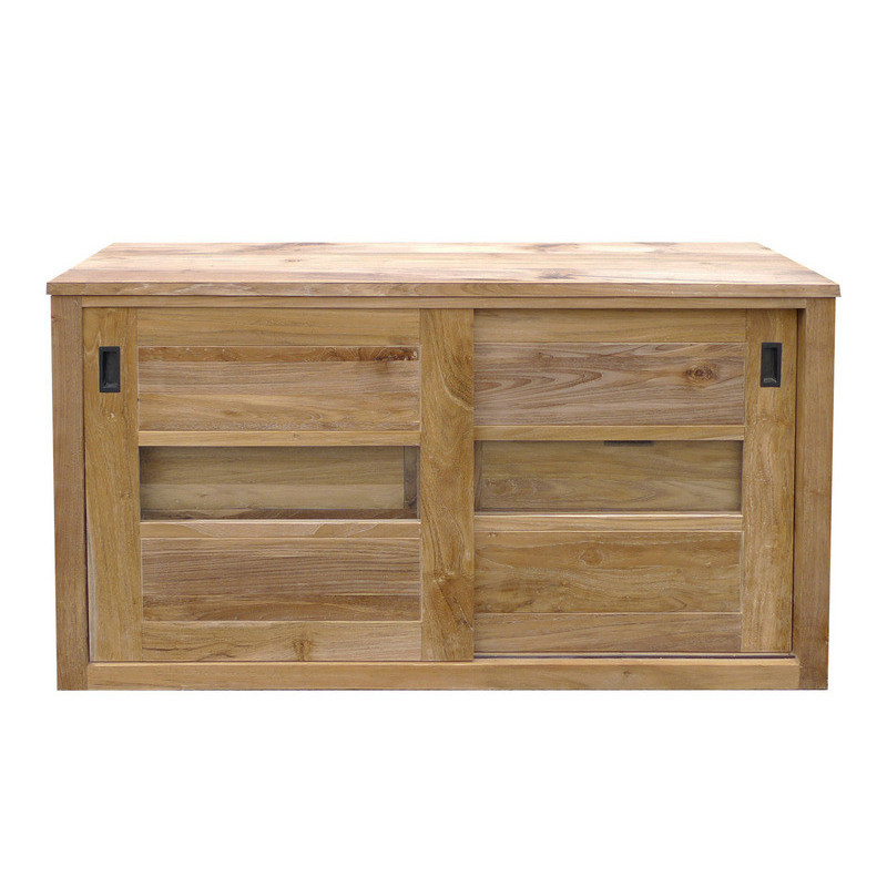 Elke week elleboog speelgoed Kast voor badkamer, 2 deuren en 2 lades Kleur teak#natural Materiaal teak  Dimensie 120x80x60