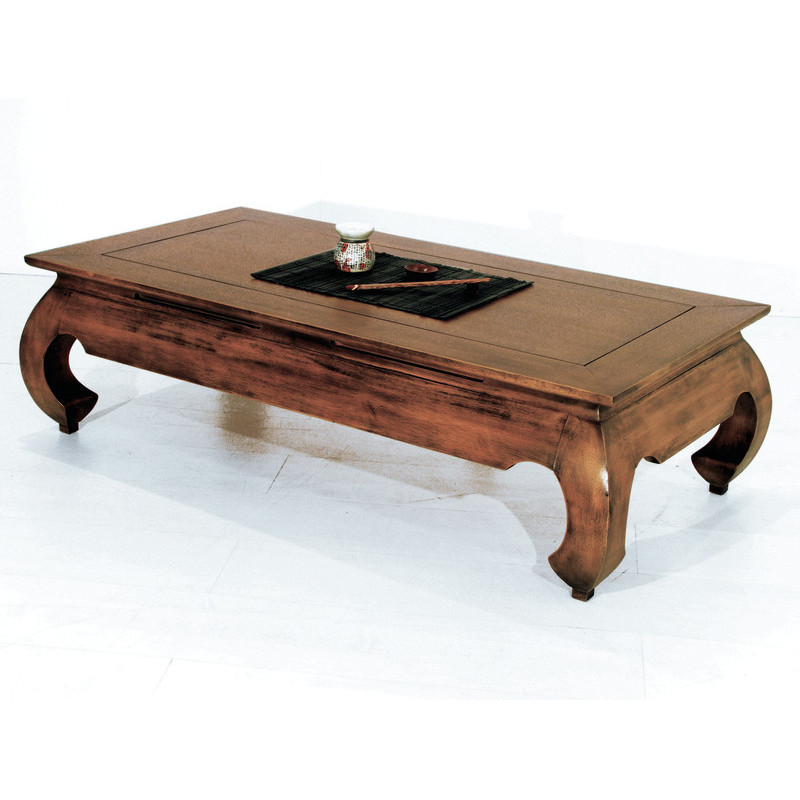 Opium coffee table in solid hevea wood