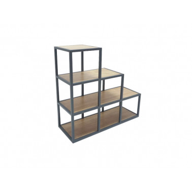 Shelf step rack in iron & wood