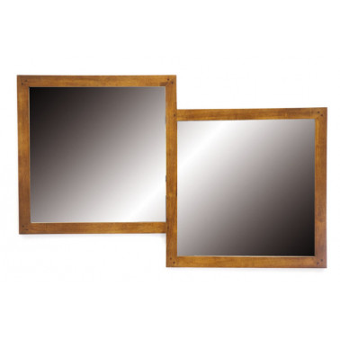 Double mirror with wooden...